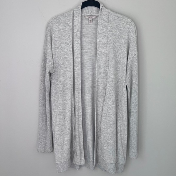 Banana Republic Long Sleeve Baby Terry Softest Knit Cardigan in Light Gray Small - Picture 2 of 13